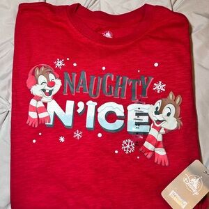 Disney Parks Chip and Dale Red Naughty N' Ice T-Shirt Size M Medium NWT